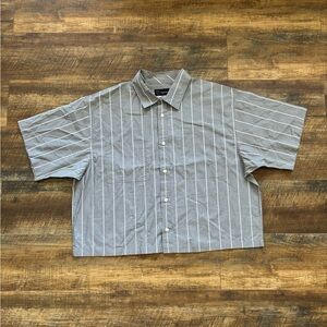 New Men’s Short Sleeve Boxy Shirt - Orginal Use Gray Striped L, XL